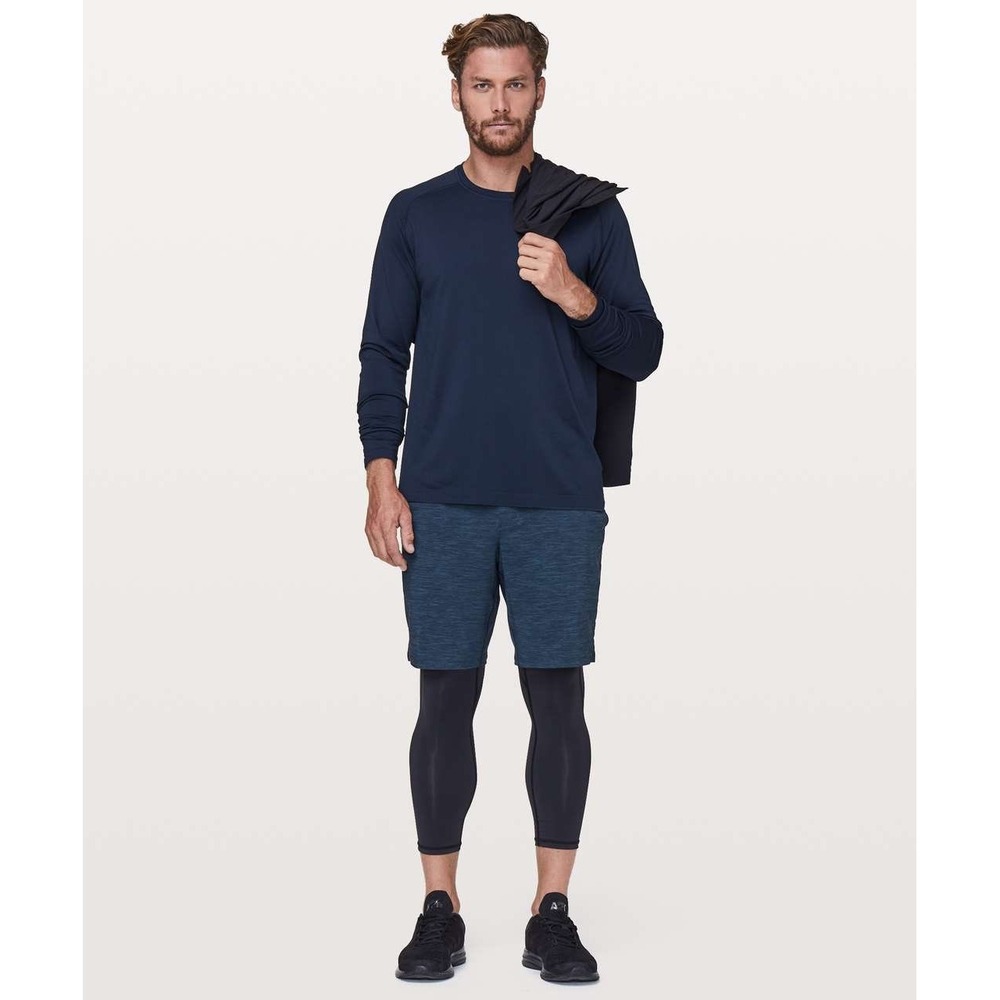 Lululemon T.H.E. Short Linerless 9" Updated Heather Navy Mens Large Training